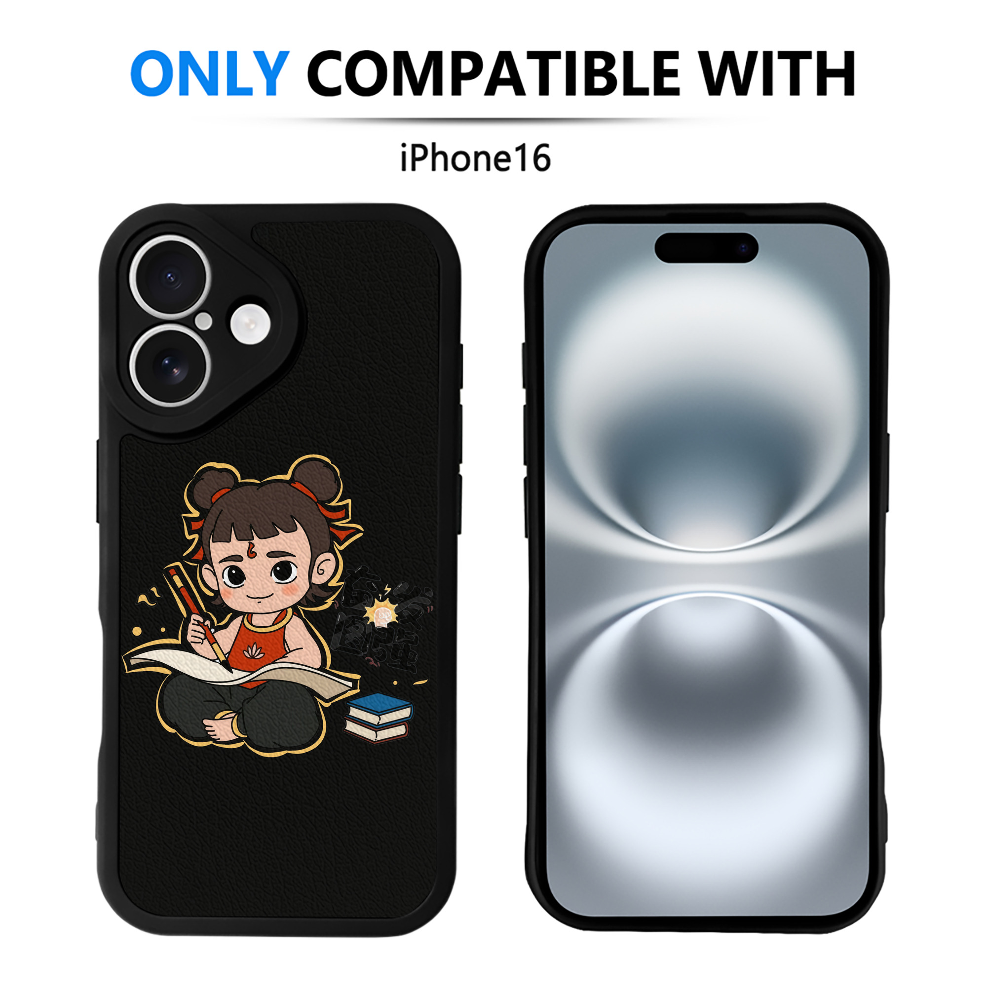 （画像用） Ne Zha 2 ナタ 魔童の大暴れ 【iPhone 16シリーズ対応】シリコンスマホケース（レザー調） 材質：シリコン